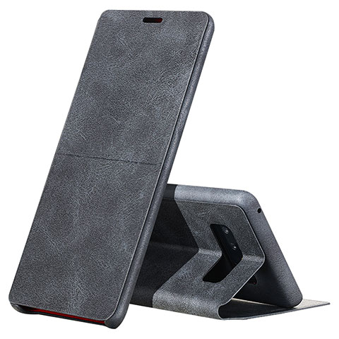 Handytasche Stand Schutzhülle Leder L04 für Samsung Galaxy Note 8 Duos N950F Schwarz