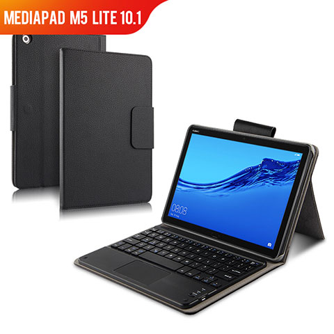 Handytasche Stand Schutzhülle Leder mit Tastatur für Huawei MediaPad M5 Lite 10.1 Schwarz