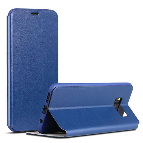 Handytasche Stand Schutzhülle Leder P01 für Samsung Galaxy S8 Plus Blau