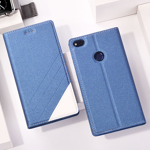 Handytasche Stand Schutzhülle Leder R01 für Huawei P8 Lite (2017) Blau