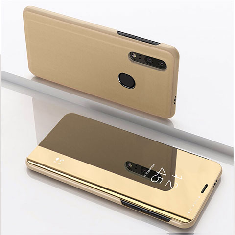 Handytasche Stand Schutzhülle Leder Rahmen Spiegel Tasche für Huawei Enjoy 9s Gold