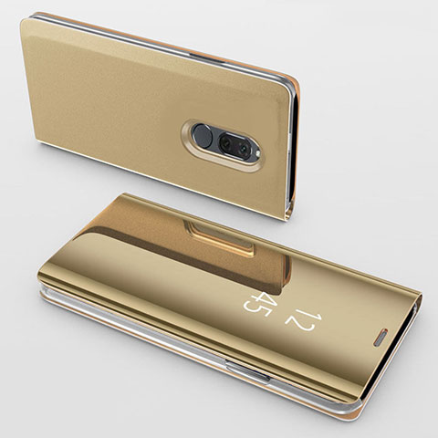 Handytasche Stand Schutzhülle Leder Rahmen Spiegel Tasche für Huawei Mate 10 Lite Gold