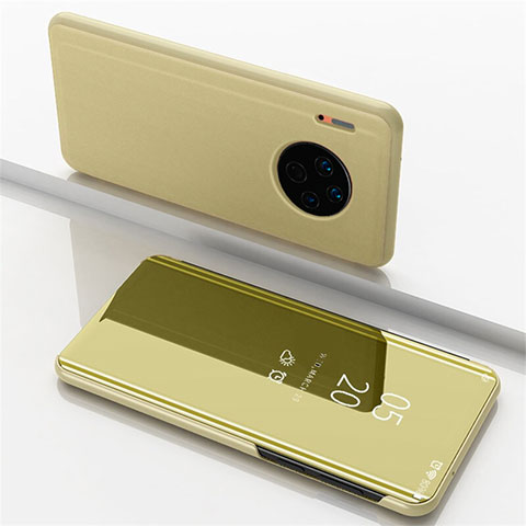 Handytasche Stand Schutzhülle Leder Rahmen Spiegel Tasche für Huawei Mate 30 Pro 5G Gold