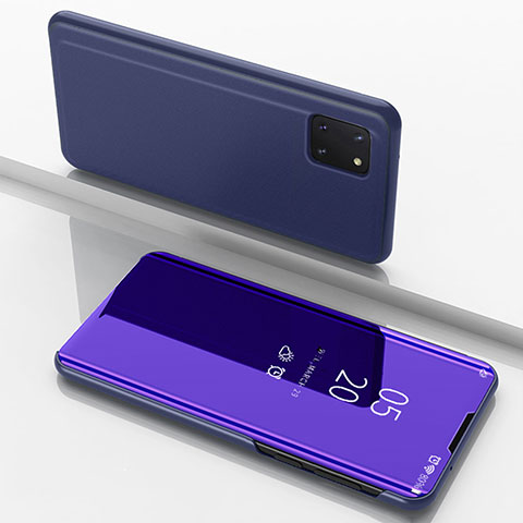 Handytasche Stand Schutzhülle Leder Rahmen Spiegel Tasche für Samsung Galaxy A81 Violett