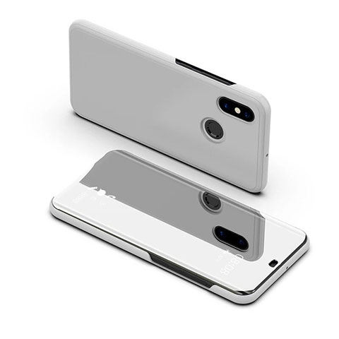Handytasche Stand Schutzhülle Leder Rahmen Spiegel Tasche für Samsung Galaxy A8s SM-G8870 Silber