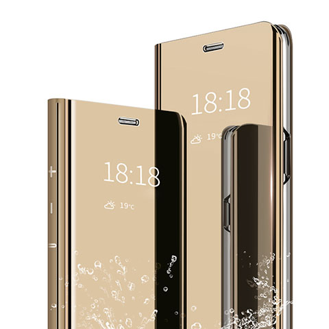 Handytasche Stand Schutzhülle Leder Rahmen Spiegel Tasche für Xiaomi Mi 9 Lite Gold