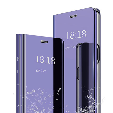 Handytasche Stand Schutzhülle Leder Rahmen Spiegel Tasche für Xiaomi Mi 9 SE Violett