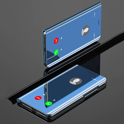 Handytasche Stand Schutzhülle Leder Rahmen Spiegel Tasche für Xiaomi Mi A3 Blau