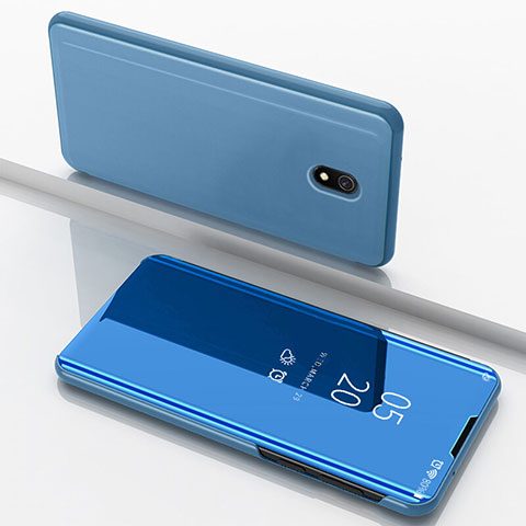 Handytasche Stand Schutzhülle Leder Rahmen Spiegel Tasche für Xiaomi Redmi 8A Blau