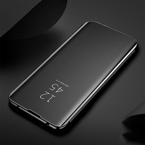 Handytasche Stand Schutzhülle Leder Rahmen Spiegel Tasche für Xiaomi Redmi Note 8 Schwarz