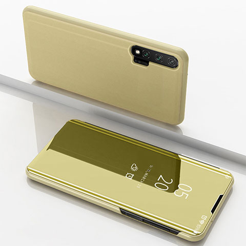 Handytasche Stand Schutzhülle Leder Rahmen Spiegel Tasche L02 für Huawei Nova 6 5G Gold