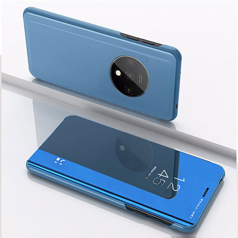 Handytasche Stand Schutzhülle Leder Rahmen Spiegel Tasche L02 für OnePlus 7T Hellblau