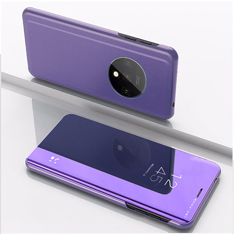Handytasche Stand Schutzhülle Leder Rahmen Spiegel Tasche L02 für OnePlus 7T Violett