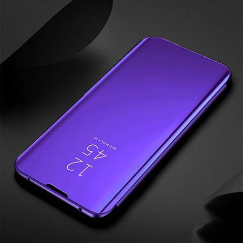 Handytasche Stand Schutzhülle Leder Rahmen Spiegel Tasche M03 für Samsung Galaxy S20 Ultra Violett
