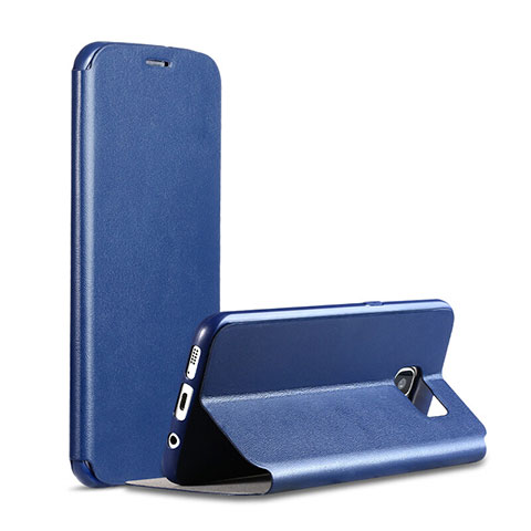 Handytasche Stand Schutzhülle Leder S01 für Samsung Galaxy S7 G930F G930FD Blau