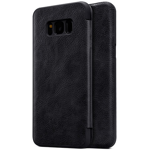 Handytasche Stand Schutzhülle Leder S01 für Samsung Galaxy S8 Plus Schwarz