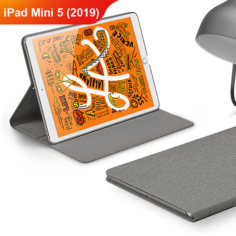 Handytasche Stand Schutzhülle Stoff für Apple iPad Mini 5 (2019) Grau