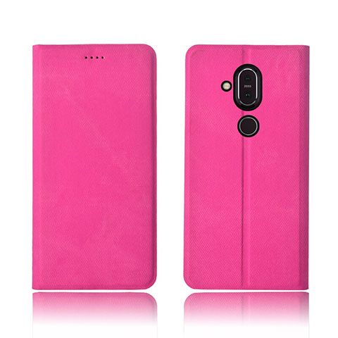 Handytasche Stand Schutzhülle Stoff für Nokia 7.1 Plus Pink