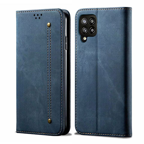 Handytasche Stand Schutzhülle Stoff für Samsung Galaxy A42 5G Blau