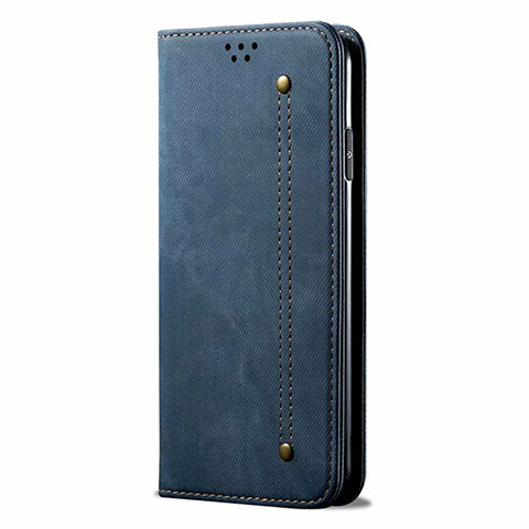 Handytasche Stand Schutzhülle Stoff für Samsung Galaxy M31 Prime Edition Blau