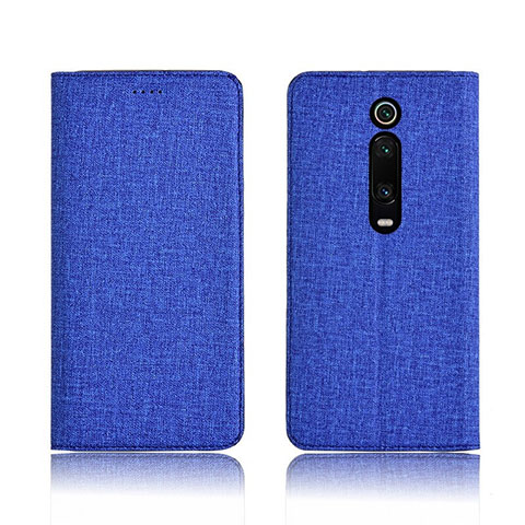 Handytasche Stand Schutzhülle Stoff H01 für Xiaomi Mi 9T Pro Blau