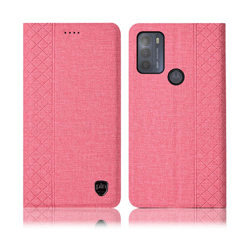 Handytasche Stand Schutzhülle Stoff H13P für Motorola Moto G50 Rosa