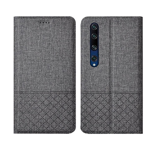 Handytasche Stand Schutzhülle Stoff L01 für Xiaomi Mi 10 Grau