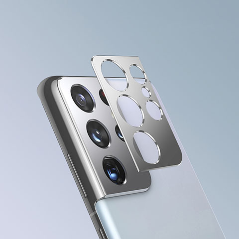 Kameraschutz Gehärtetes Glas Glasfolie Skins zum Aufkleben Panzerglas für Samsung Galaxy S21 Ultra 5G Silber