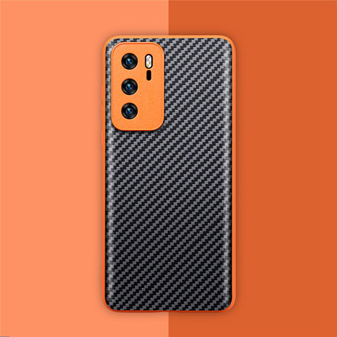 Kohlefaser Hülle Handyhülle Luxus Schutzhülle Flexible Tasche Köper für Huawei P40 Orange
