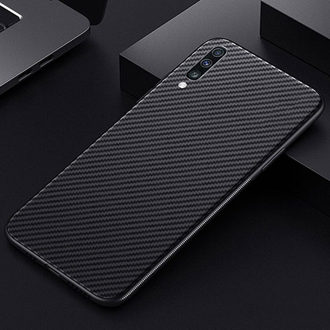 Kohlefaser Hülle Handyhülle Luxus Schutzhülle Tasche Köper T01 für Samsung Galaxy A70S Schwarz