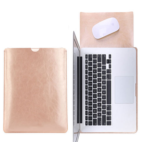 Leder Handy Tasche Sleeve Schutz Hülle L17 für Apple MacBook 12 zoll Gold