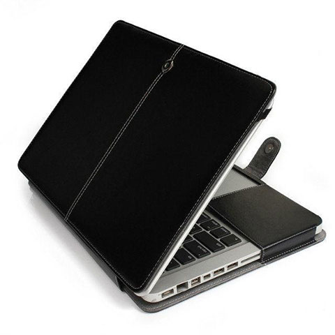Leder Handy Tasche Sleeve Schutz Hülle L24 für Apple MacBook Air 11 zoll Schwarz