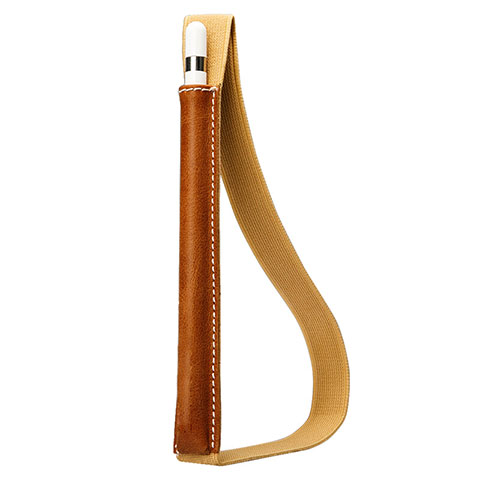 Leder Hülle Schreibzeug Schreibgerät Beutel Halter mit Abnehmbare Gummiband P01 für Apple Pencil Apple iPad Pro 10.5 Braun
