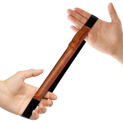 Leder Hülle Schreibzeug Schreibgerät Beutel Halter mit Abnehmbare Gummiband P03 für Apple Pencil Apple iPad Pro 10.5 Braun