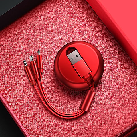 Lightning USB Ladekabel Kabel Android Micro USB C09 für Apple iPhone 13 Mini Rot
