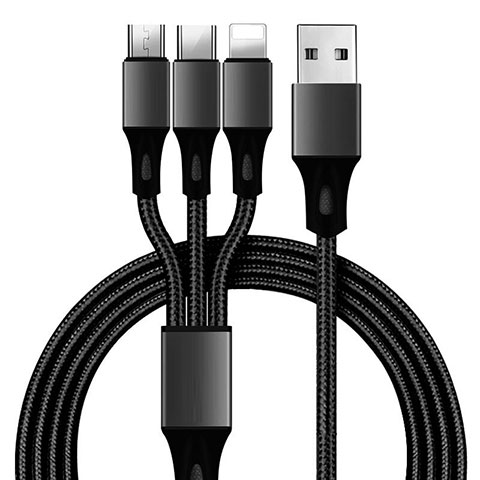 Lightning USB Ladekabel Kabel Android Micro USB Type-C ML09 Schwarz