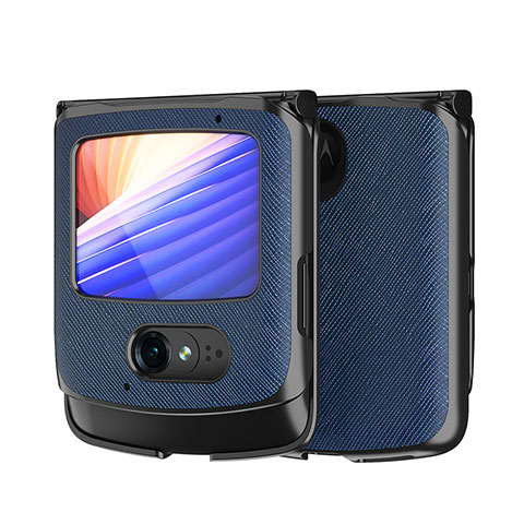Luxus Leder Hülle Handyhülle und Kunststoff Schutzhülle Hartschalen Tasche BH1 für Motorola Moto RAZR (2022) 5G Blau