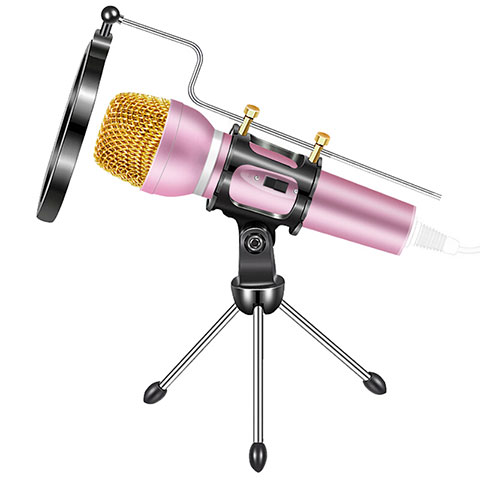 Mini-Stereo-Mikrofon Mic 3.5 mm Klinkenbuchse Mit Stand M03 Rosa