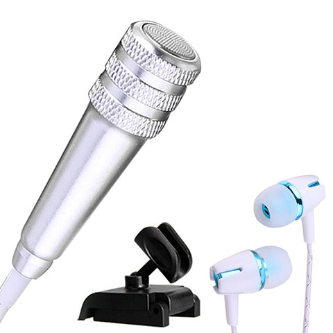 Mini-Stereo-Mikrofon Mic 3.5 mm Klinkenbuchse Mit Stand M08 Silber