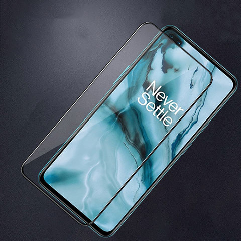 Schutzfolie Full Coverage Displayschutzfolie Panzerfolie Gehärtetes Glas Glasfolie Skins zum Aufkleben Panzerglas F02 für OnePlus Nord Schwarz