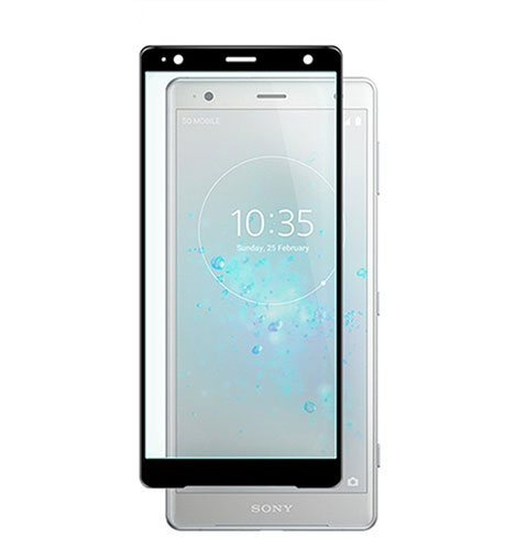 Schutzfolie Full Coverage Displayschutzfolie Panzerfolie Gehärtetes Glas Glasfolie Skins zum Aufkleben Panzerglas F02 für Sony Xperia XZ2 Schwarz