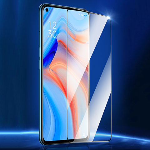 Schutzfolie Full Coverage Displayschutzfolie Panzerfolie Gehärtetes Glas Glasfolie Skins zum Aufkleben Panzerglas für Oppo Reno5 5G Schwarz