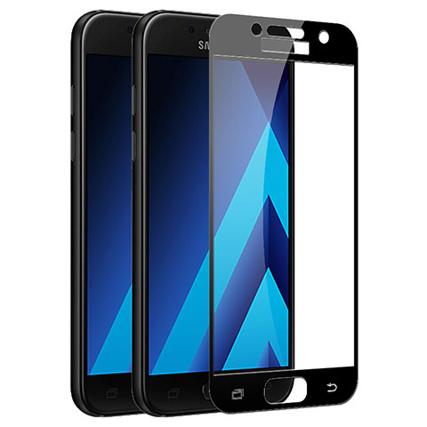 Schutzfolie Full Coverage Displayschutzfolie Panzerfolie Skins zum Aufkleben Gehärtetes Glas Glasfolie F03 für Samsung Galaxy A5 (2017) SM-A520F Schwarz