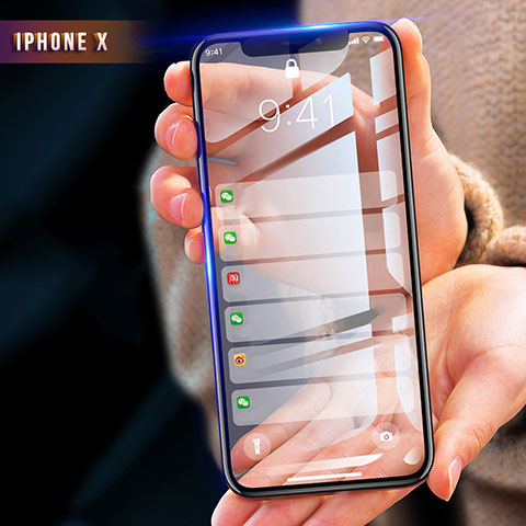 Schutzfolie Full Coverage Displayschutzfolie Panzerfolie Skins zum Aufkleben Gehärtetes Glas Glasfolie F07 für Apple iPhone Xs Max Schwarz