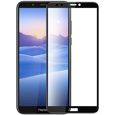 Schutzfolie Full Coverage Displayschutzfolie Panzerfolie Skins zum Aufkleben Gehärtetes Glas Glasfolie F07 für Huawei Honor 7C Schwarz