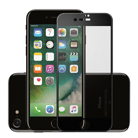 Schutzfolie Full Coverage Displayschutzfolie Panzerfolie Skins zum Aufkleben Gehärtetes Glas Glasfolie F16 für Apple iPhone 8 Schwarz