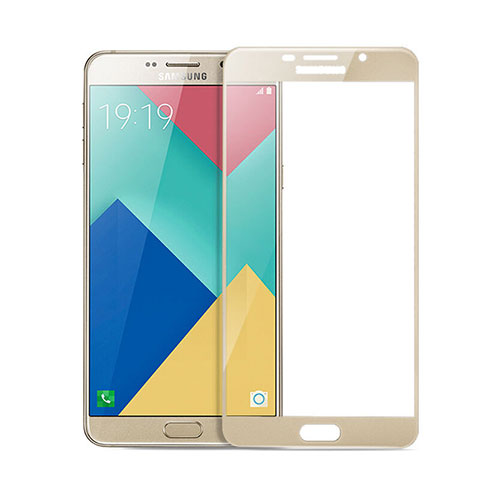 Schutzfolie Full Coverage Displayschutzfolie Panzerfolie Skins zum Aufkleben Gehärtetes Glas Glasfolie für Samsung Galaxy A9 Pro (2016) SM-A9100 Gold