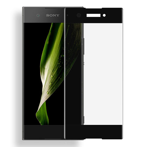 Schutzfolie Full Coverage Displayschutzfolie Panzerfolie Skins zum Aufkleben Gehärtetes Glas Glasfolie für Sony Xperia XA1 Schwarz