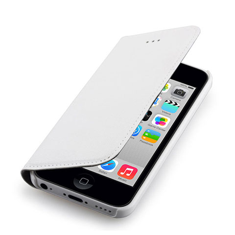 Schutzhülle Flip Tasche Leder für Apple iPhone 5C Weiß