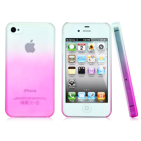 Schutzhülle Handytasche Durchsichtig Farbverlauf für Apple iPhone 4 Rosa